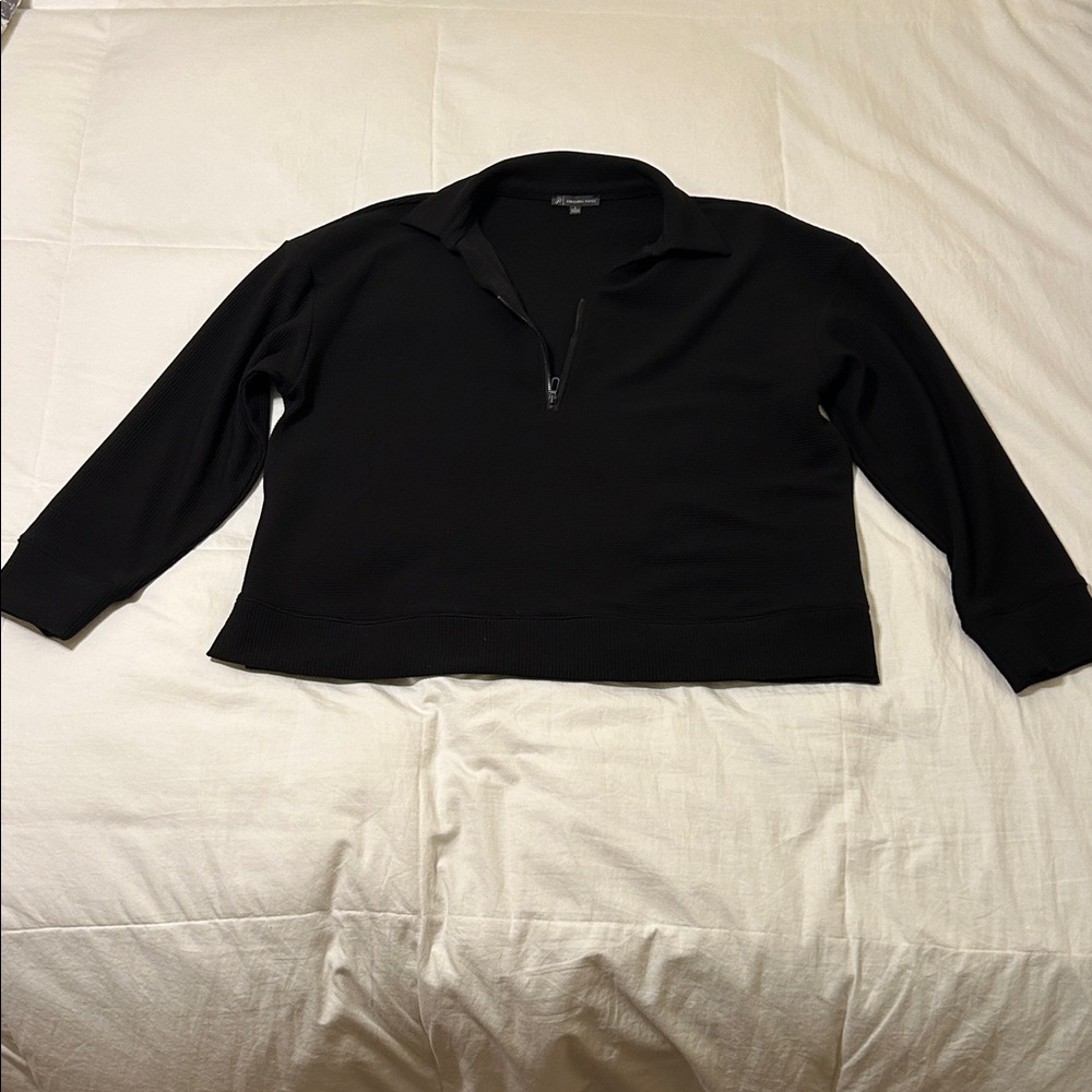 Adrianna Papell Black Ribbed Top